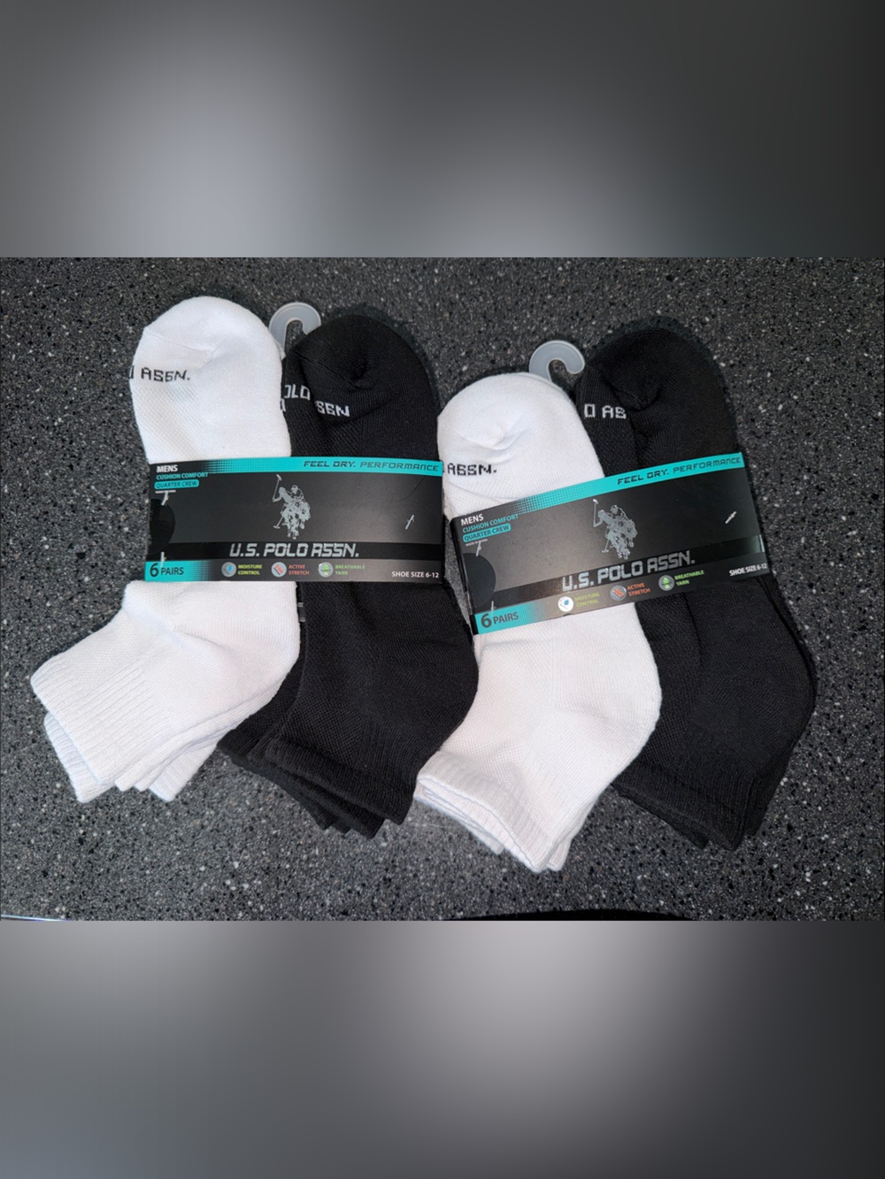 2 pack- U.S. Polo Assn. Men's Low-Cut Athletic Socks - Black & White (6 Pairs)